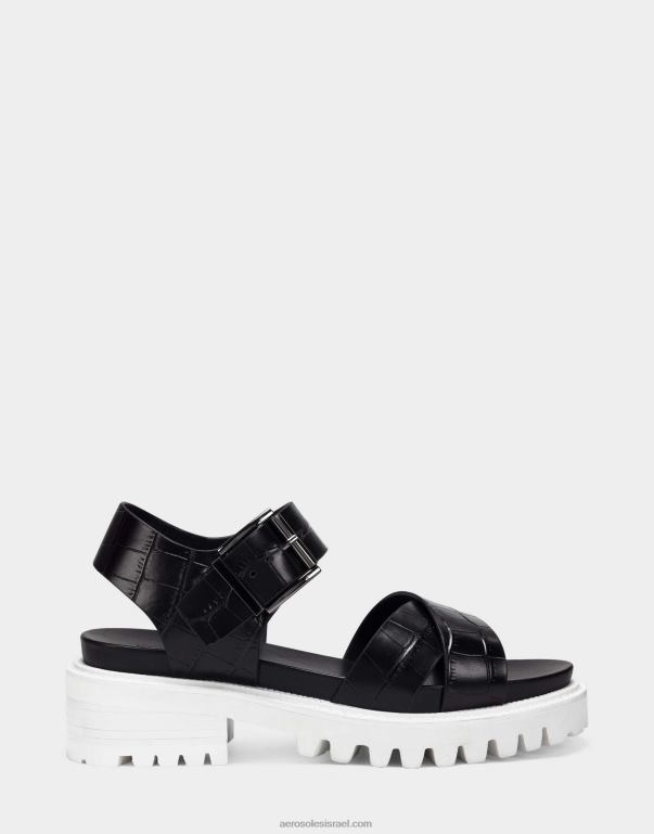 נשים Aerosoles סנדל עור קרוקו שחור 4JN62476